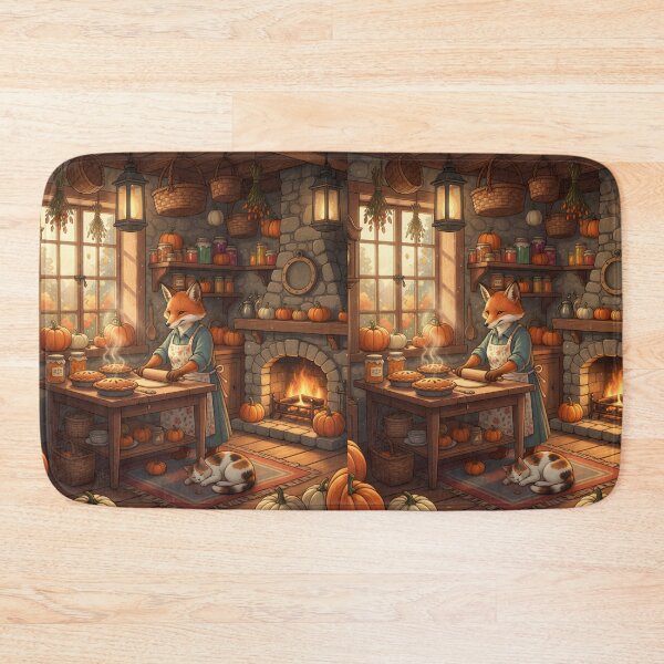 Item preview,  Cozy Autumn Fox Baking Pumpkin Pie Art | Whimsical Fall Kitchen Decor designed and sold by VibranPalette.