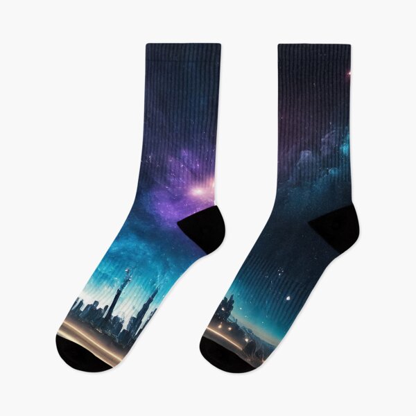 Item preview, Cat At Futuristic City Under Cosmic Sky designed and sold by SassyArtistry.