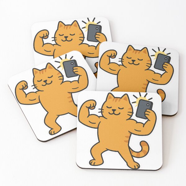 Item preview, Muscular Orange Cat Selfie Cartoon Design designed and sold by MeowLaugh.