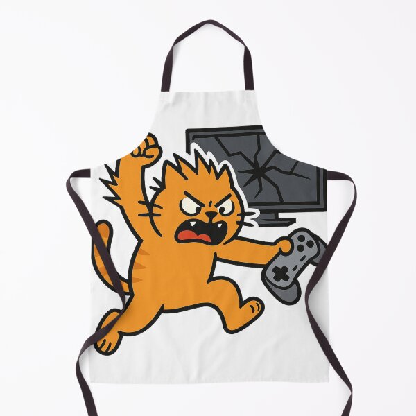 Item preview, Angry Orange Cat Throwing Game Controller Cartoon Design designed and sold by MeowLaugh.