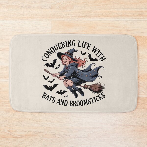 Item preview, Conquering Life with Bats and Broomsticks – Witchy Halloween Design designed and sold by Jollys-ArtShop.