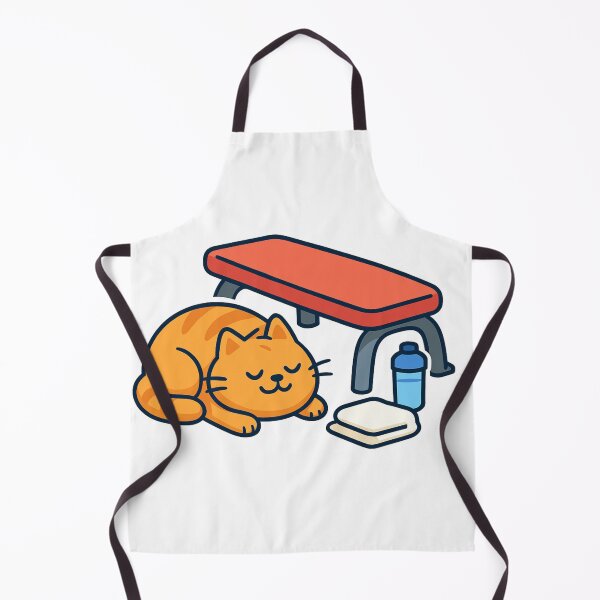 Item preview, Sleeping Gym Cat – Cute Orange Cartoon Napping Beside Workout Bench | Funny Fitness Design designed and sold by MeowLaugh.