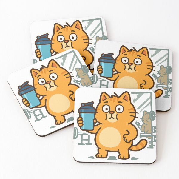 Item preview, Funny Orange Cat with Protein Shake – Cute Gym Cartoon Design for Fitness Lovers designed and sold by MeowLaugh.