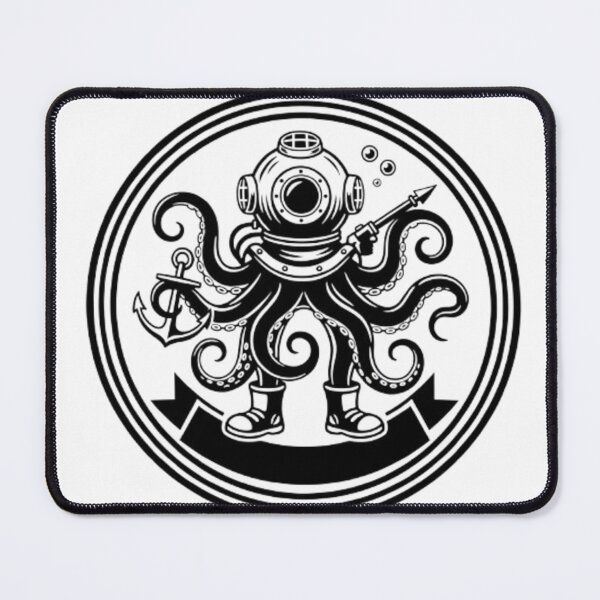 Item preview, Underwater Ink Co. Octopus Diver Badge – Deep Sea Apparel Design designed and sold by zdzdesigner.