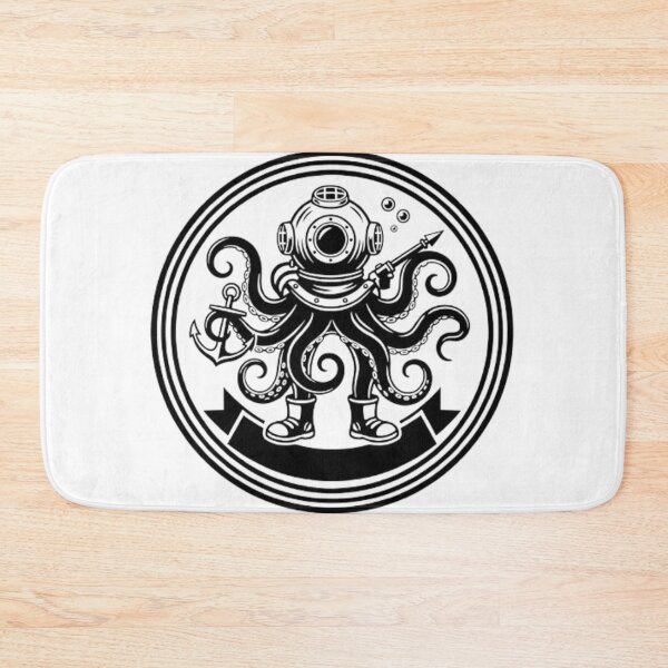 Item preview, Underwater Ink Co. Octopus Diver Badge – Deep Sea Apparel Design designed and sold by zdzdesigner.