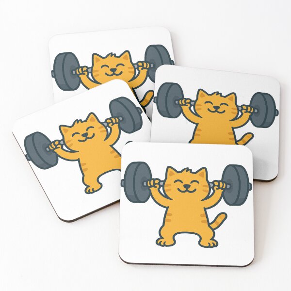 Item preview, Strong Orange Cat Lifting Weights – Funny Gym Cat Cartoon Fitness Design designed and sold by MeowLaugh.