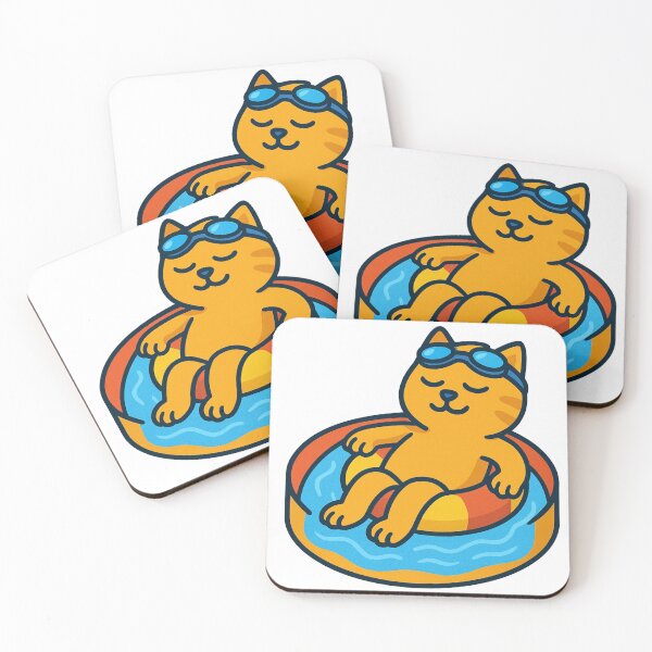 Item preview, Swimming Pool Nap – Funny Orange Cat Floating on Pool Ring | Cute Summer Relaxation Design designed and sold by MeowLaugh.