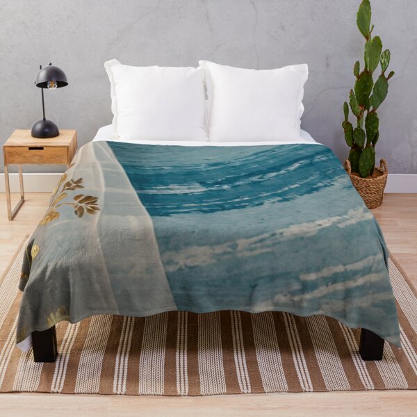 Item preview, Golden Leaves on Sheer Fabric with Blue Marble Background designed and sold by SassyArtistry.