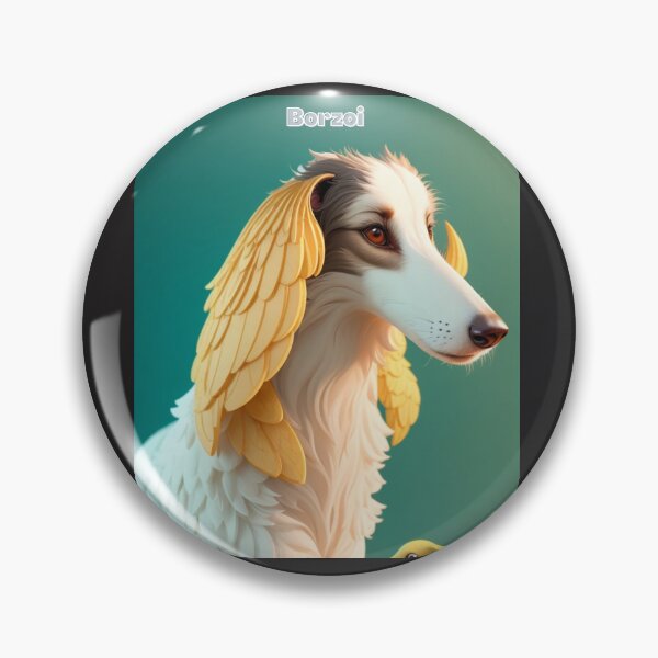 Item preview, Borzoi Dog with Decorative Feather Details on Aqua Background designed and sold by KJ-Books.