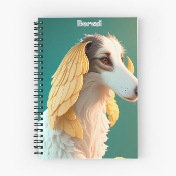 Item preview, Borzoi Dog with Decorative Feather Details on Aqua Background designed and sold by KJ-Books.
