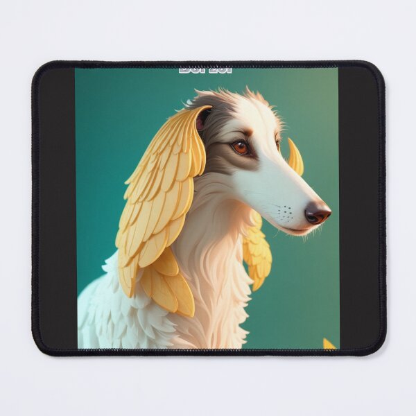 Item preview, Borzoi Dog with Decorative Feather Details on Aqua Background designed and sold by KJ-Books.