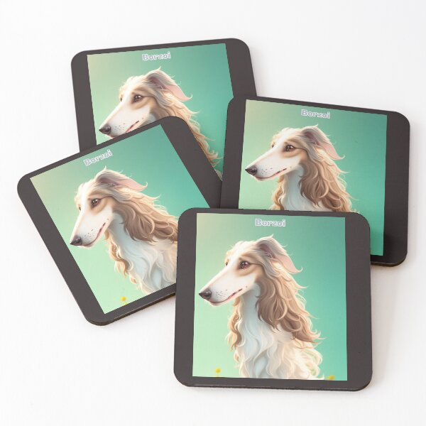 Item preview, Elegant Borzoi Dog With Long Fur Against a Soft Green Background designed and sold by KJ-Books.