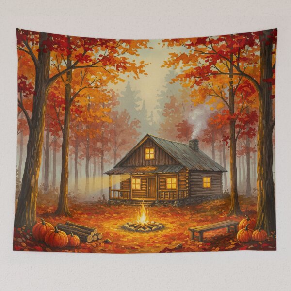 Item preview, Cabin In Cozy Autumn Woods designed and sold by scicilysimonee.