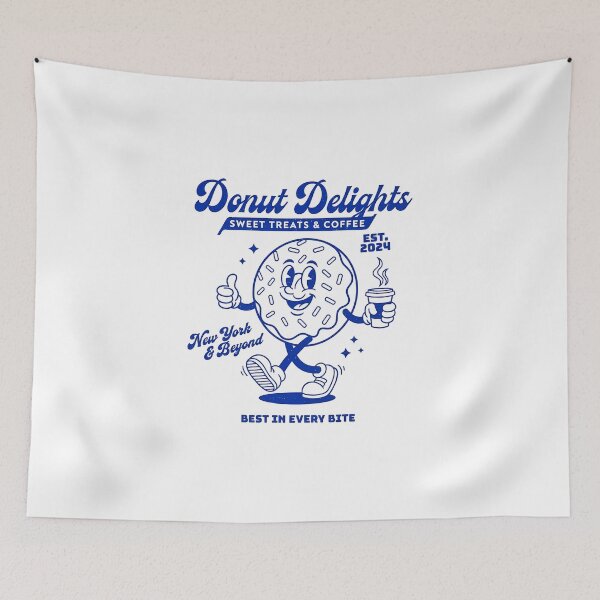 Item preview, Donut Delights Retro Cartoon Coffee Mascot New York designed and sold by HoopeStylee.