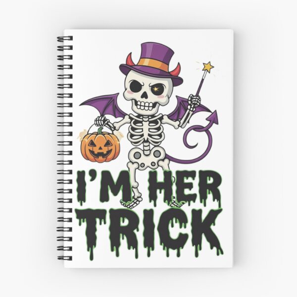 Item preview, I'm Her Trick - Cute Halloween Skeleton Devil with Pumpkin Couple Design designed and sold by VandalMuse.