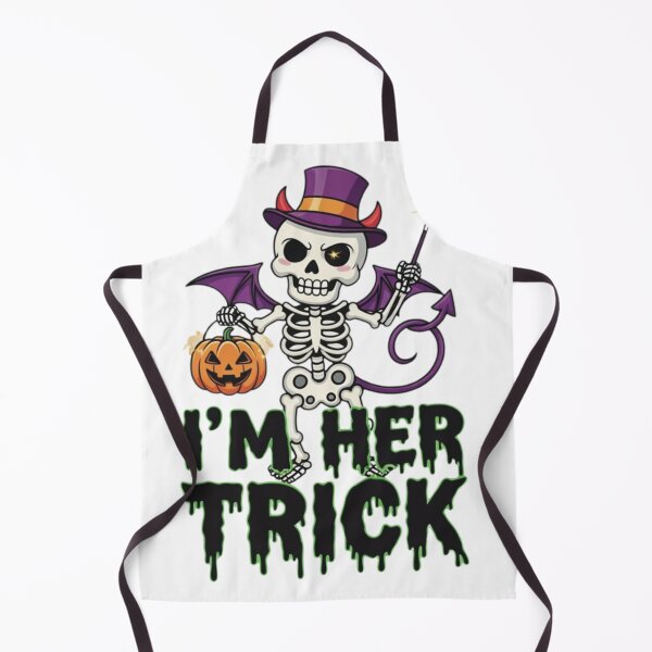 Item preview, I'm Her Trick - Cute Halloween Skeleton Devil with Pumpkin Couple Design designed and sold by VandalMuse.