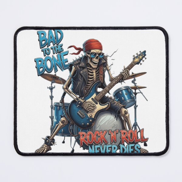 Item preview, Bad to the Bone - Rock N Roll Never Dies Skeleton Guitar Player designed and sold by VandalMuse.