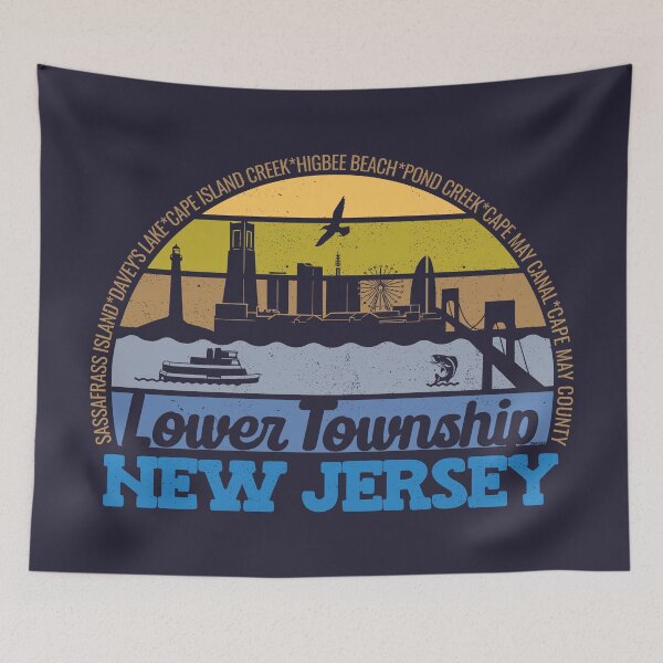 Item preview, Lower Township New Jersey Sunset Retro Vintage Local Pride Logo designed and sold by CRHPOD20.