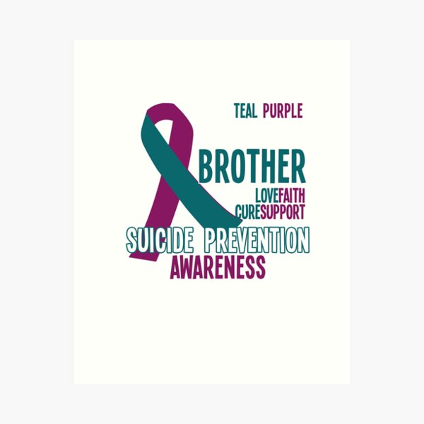 Teal Purple Ribbon Suicide Prevention Awareness Art Print