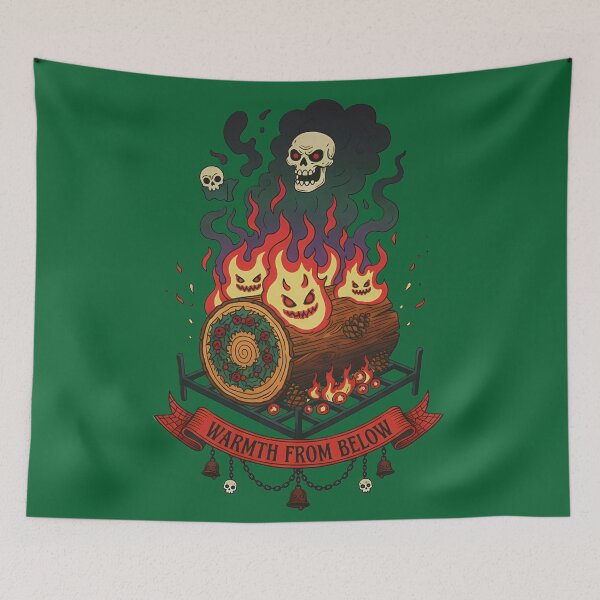 Item preview, Warmth From Below Demon Yule Log Goth Christmas Fireplace designed and sold by CoffinsArt.