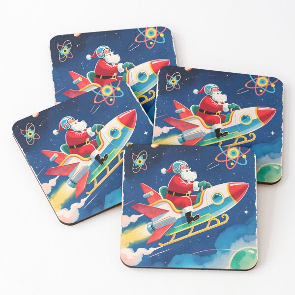 Item preview, Santa Claus in a Rocket Retro Futuristic Christmas  designed and sold by Prints and Lifestyle.
