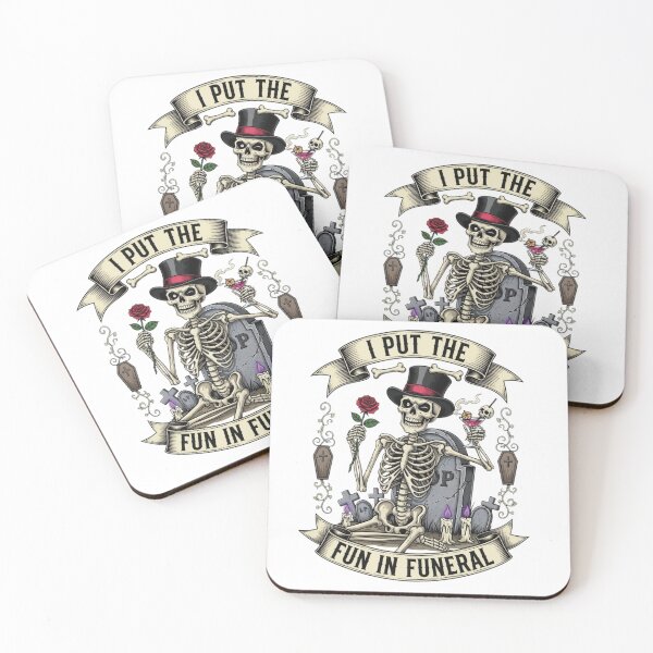 Item preview, I Put the Fun in Funeral - Dapper Skeleton in Graveyard with Cocktail designed and sold by VandalMuse.