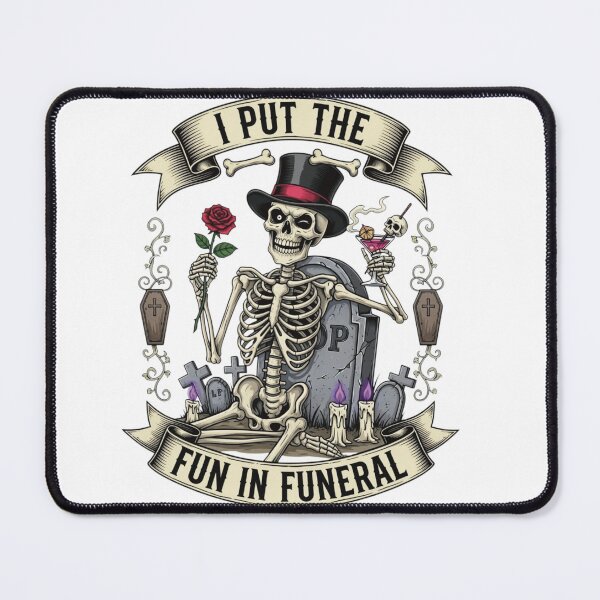 Item preview, I Put the Fun in Funeral - Dapper Skeleton in Graveyard with Cocktail designed and sold by VandalMuse.