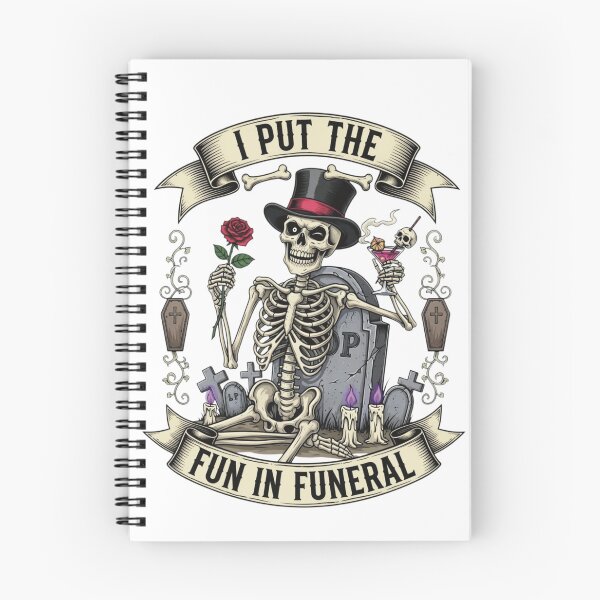 Item preview, I Put the Fun in Funeral - Dapper Skeleton in Graveyard with Cocktail designed and sold by VandalMuse.