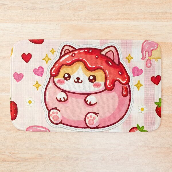 Item preview, Strawberry Mochi Cat Kawaii Cat Donut with Strawberry Syrup Adorable Pink Cake and Desserts designed and sold by JOSTH.