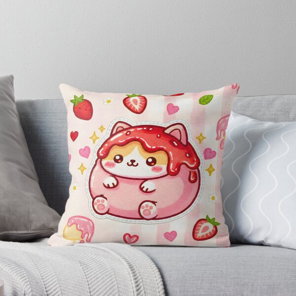 Item preview, Strawberry Mochi Cat Kawaii Cat Donut with Strawberry Syrup Adorable Pink Cake and Desserts designed and sold by JOSTH.