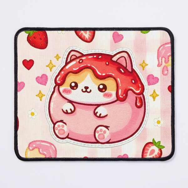 Item preview, Strawberry Mochi Cat Kawaii Cat Donut with Strawberry Syrup Adorable Pink Cake and Desserts designed and sold by JOSTH.
