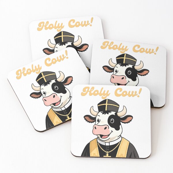 Item preview, Holy Cow Funny Cartoon Priest Pun Design designed and sold by Pets & Memes & Stuff.