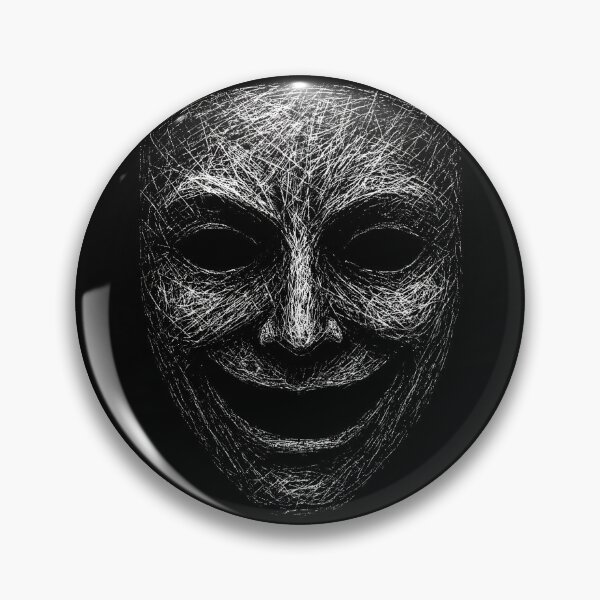 Item preview, Grinning Theater Mask – Gothic Scratchboard Horror designed and sold by Mortisigil.