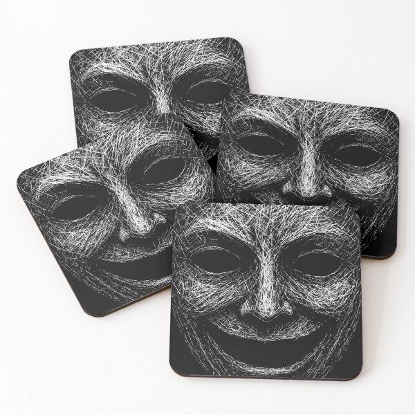 Item preview, Grinning Theater Mask – Gothic Scratchboard Horror designed and sold by Mortisigil.