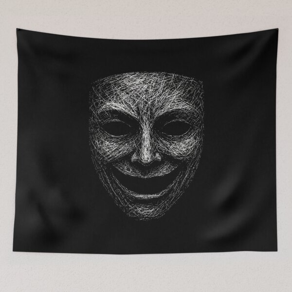 Item preview, Grinning Theater Mask – Gothic Scratchboard Horror designed and sold by Mortisigil.