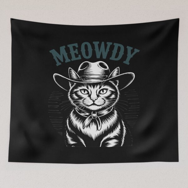 Item preview, Meowdy Country Music Girls Western Groovy Cowboy Cat designed and sold by tabdejinti.