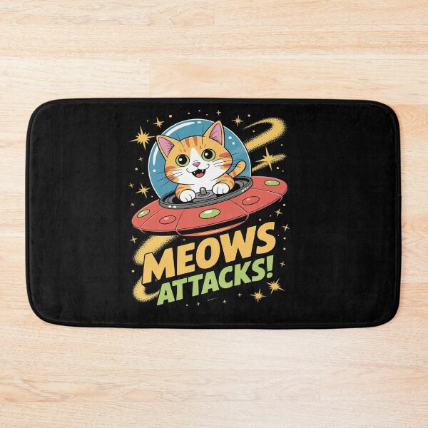 Item preview, Meows Attacks Funny Cat Alien UFO designed and sold by tabdejinti.