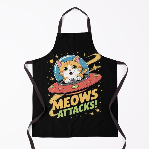 Item preview, Meows Attacks Funny Cat Alien UFO designed and sold by tabdejinti.