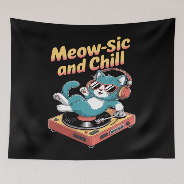 Item preview, Meow-sic and Chill – Cute DJ Cat Vinyl Music Funny designed and sold by tabdejinti.
