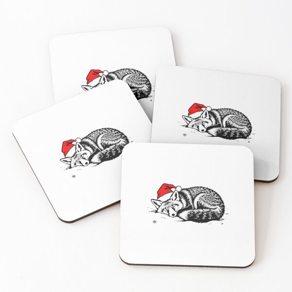 Item preview, Sleeping Fox with Santa Hat – Silhouette Illustration designed and sold by JollyCritters.