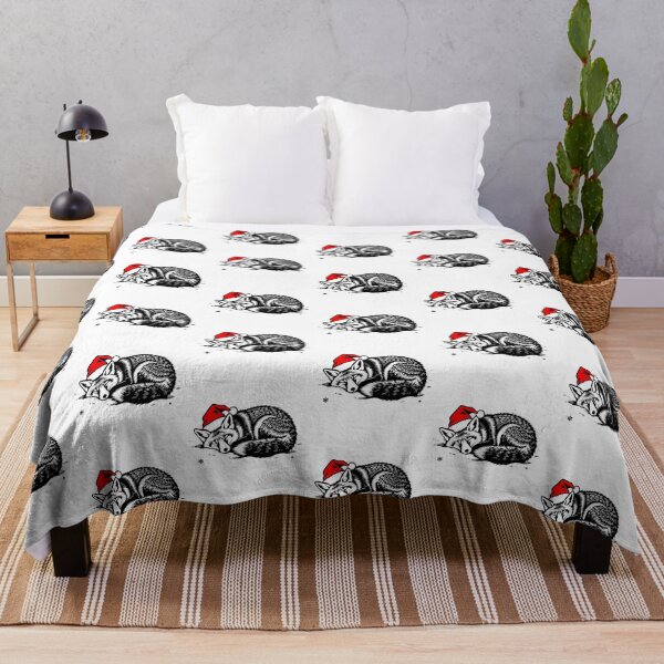 Item preview, Sleeping Fox with Santa Hat – Silhouette Illustration designed and sold by JollyCritters.