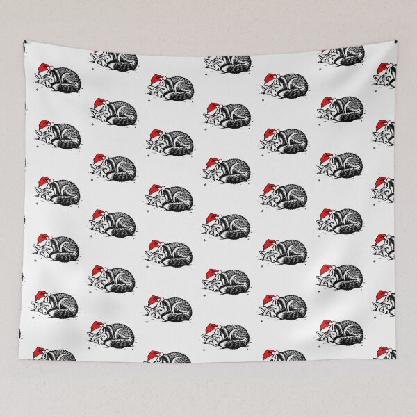 Item preview, Sleeping Fox with Santa Hat – Silhouette Illustration designed and sold by JollyCritters.