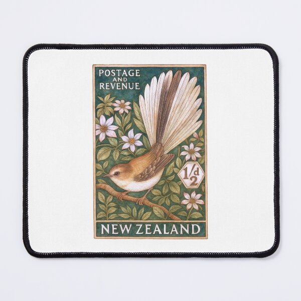 Item preview, New Zealand Fantail Piwakawaka Bird Postage Stamp Art designed and sold by retrographics.
