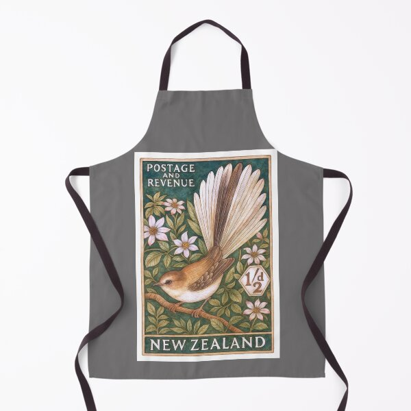 Item preview, New Zealand Fantail Piwakawaka Bird Postage Stamp Art designed and sold by retrographics.
