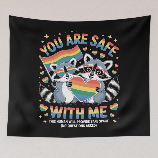 Item preview, You Are Safe With Me Funny Raccoon Possum Pride Month LGBTQ designed and sold by AmparoBoyle.