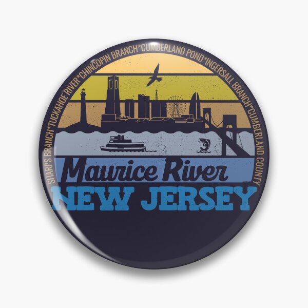 Item preview, Maurice River New Jersey Sunset Retro Vintage Local Pride Logo designed and sold by CRHPOD20.