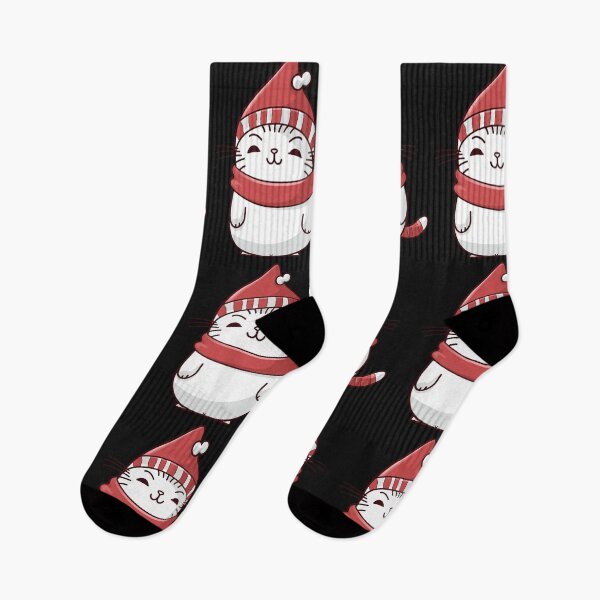 Item preview, Kawaii Christmas Cat With Santa Hat And Scarf  designed and sold by cawtoon.