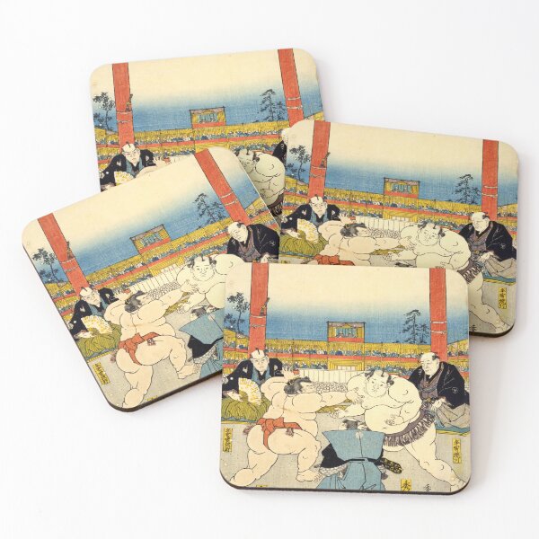 Item preview, Traditional Japanese Sumo Match – Edo Period Ukiyo-e Print designed and sold by Ukiyoe Spirit.