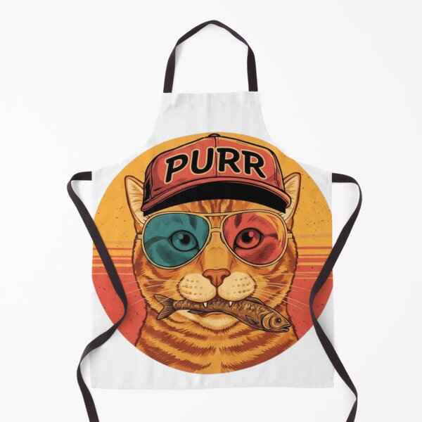 Artikelvorschau, Retro-Design für Katzenliebhaber – „PURR“ Coole Katze mit Vintage-Kappe und Sonnenbrille – Lustige Illustration als Haustiergeschenk entworfen und verkauft von MadeByACJ.