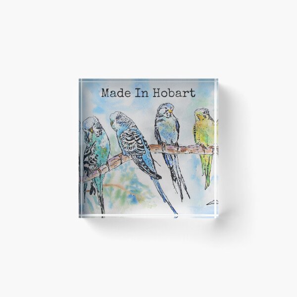 Item preview, Budgies Budgerigars Watercolour Painting Made In Hobart designed and sold by Sarah  Rajkotwala.